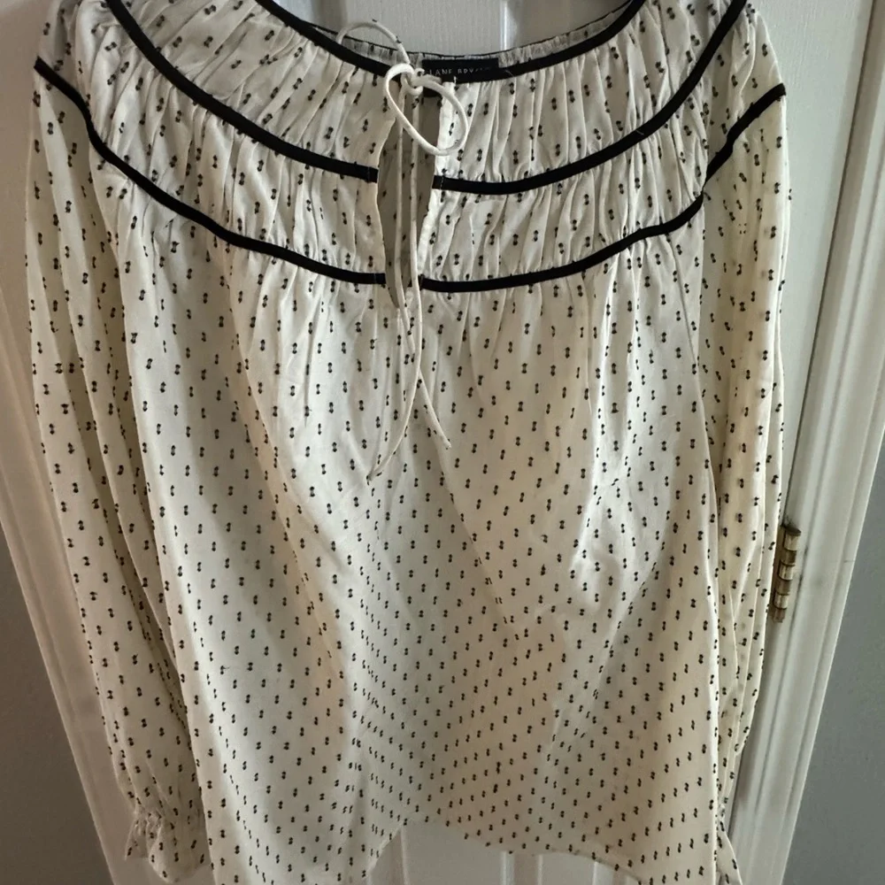 Lane Bryant Cream Blouse with Black Details - Picture 2 of 9